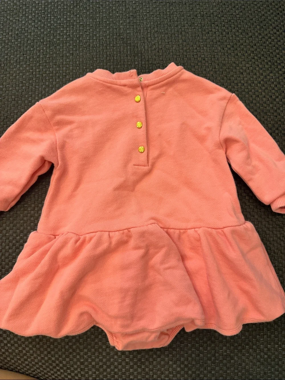 Balmain Coral Pink Logo Baby Dress Bodysuit